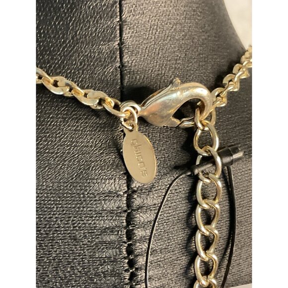 Chico's Long Chic Gold & Stone Beaded Necklace With Tassels - Picture 3 of 4